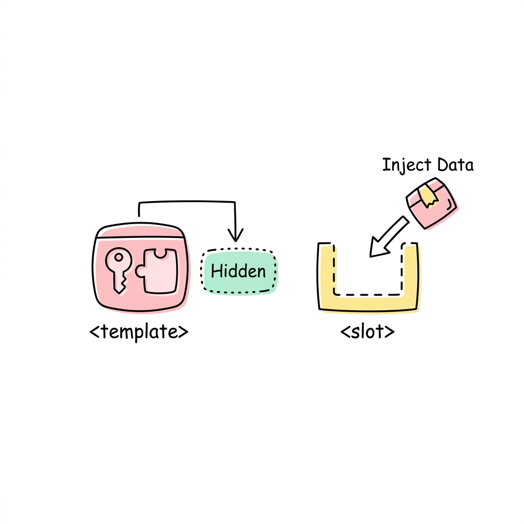 HTML Web Components Template Slot Concept